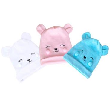 Imagem de Touca Bordada Ursinho Infantil Bebê Menina Menino - Maria's Baby, Azul