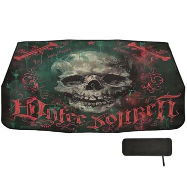 Imagem de Skull and Bones Rock SUV Para-brisa Guarda-sol com bloqueio UV Guarda-sol para para-brisas de carro, para-sol para janela de carro