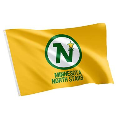 Imagem de Minnesota North Stars Team NHL National Hockey League 100% poliéster interior exterior 3 pés x 5 pés bandeira (bandeira vintage nº 2)