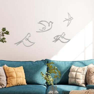 Imagem de Decoração Kit 4 Pássaros Acrílico Parede Escultura Minimalista - R9 De