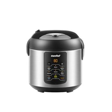 Imagem de COMFEE' Panela de arroz, multifogão de aço inoxidável 6 em 1, fogão lento, vaporizador, ralo e aquecedor, 2 QT, 8 xícaras cozidas, arroz marrom, quinoa e aveia, 6 programas de um toque