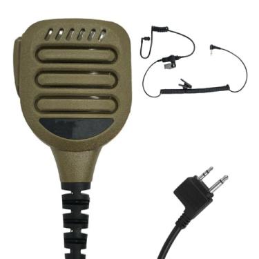 Imagem de Pdflie Microfone De Alto-Falante Rádio À Prova D'Água Ip65, Cor Café Escuro, Bege, Com Fone Ouvido 3,5 Mm Para Rádios Bidirecionais Midland 2 Pinos, Gmrs Gxt Lxt Frs (Preto, Fio)