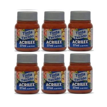 Imagem de Tinta Para Tecido Fosca Acrilex 37ml 6 Unidade Artesanato Fixação Frio Alta Cobertura – Fixação a Frio e Alta Cobertura Com Acabamento Fosco, Este Kit É A Escolha Perfeita Para Quem Busca Qualidade (Cerâmica 506)