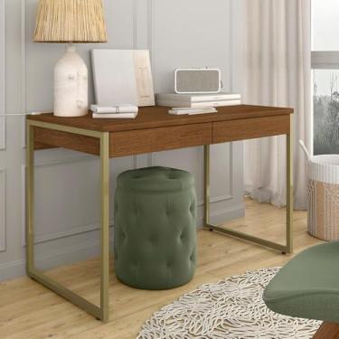 Imagem de Escrivaninha Industrial Vancouver Com 2 Gavetas Dourado/freijó - M.a Dourado/freijó