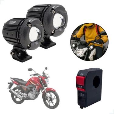 Imagem de Kit Farol de Milha Auxiliar Neblina Led 30w 12v + Botão On/ Off Usb Cg