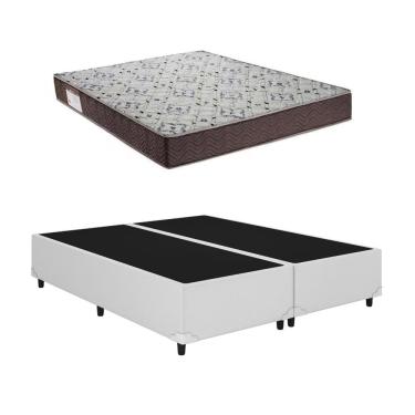 Imagem de Cama Base Box Casal Bipartido Branco Colchão ISO 150 D45 - Ortobom