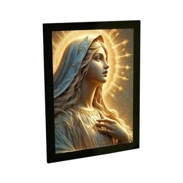 Imagem de Quadro Decorativo Religioso Nossa Senhora Ilustração Coroa Luz Decoração Poster Quarto Sala