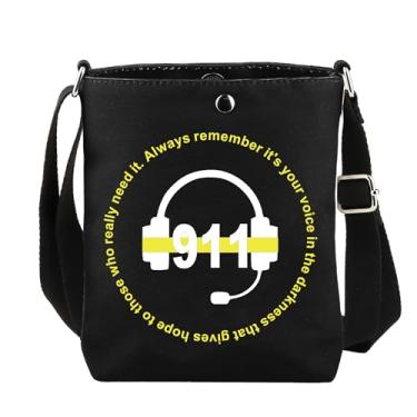 Imagem de TOBGBE Bolsa tiracolo 911 Dispatcher Gifts Presente de agradecimento para operadores de emergência da polícia, bolsa de ombro, 911 Voice Cb, Tendência