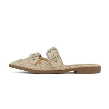 Imagem de Soda Usual ~ Mule feminino bico fino sem cadarço com tiras de fivela, Raffia, 38