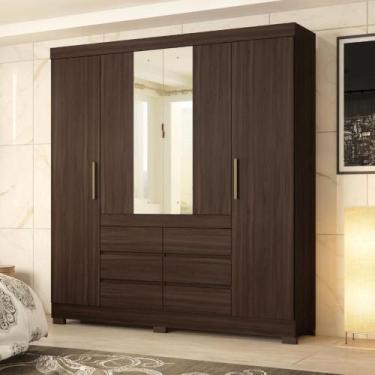 Imagem de Conjunto Guarda Roupa 4 Portas e Sapateira Lira Cafe Touch - CASA H