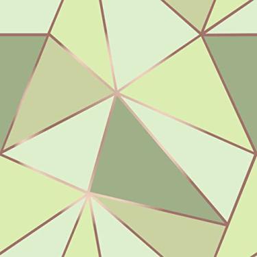 Imagem de Papel De Parede Adesivo Geométrico Verde Rose Gold 5m