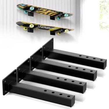 Imagem de Gadgetzan Suporte de parede para skate, suporte de parede flutuante de longboard para decoração e armazenamento horizontal, prateleiras universais para skate oferecem espaço extra na plataforma - 4