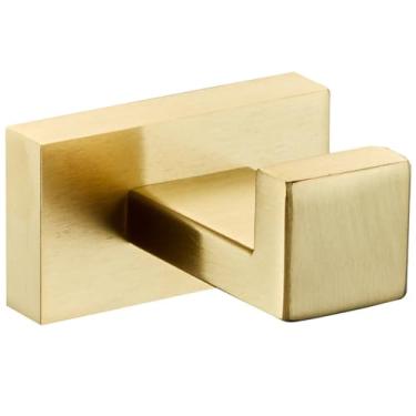 Imagem de Conjunto de banheiro redondo dourado escovado – Suporte para papel higiênico de aço inoxidável, barra para toalhas, ganchos para roupão – Montagem na parede, 3 peças, GANCHO DOURADO