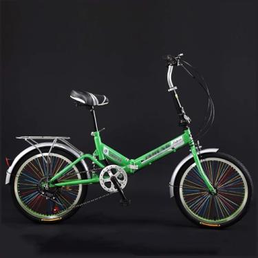 Imagem de Bicicleta Dobrável De 20 Polegadas Com Absorção De Choque Masculina E Feminina Adulta Senhora Bicicleta Portátil Para Deslocamento De Bicicleta, Green, 20in