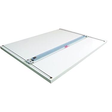 Imagem de Trident - Prancheta Desetec 100x80cm com régua paralela acoplada (MOD. BP-100CP) | Tampo em melamina BP, bordas em PVC e ideal para salas de aula e projetos