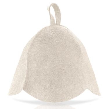 Imagem de JaGely 1 peça de chapéu de sauna de feltro natural para mulheres/homens, touca de sauna de lã, chapéu de vaporário, boné banya russo, proteção contra superaquecimento e danos capilares para spa, sauna