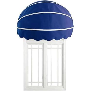 Imagem de Toldo De Cúpula De Lona, Dossel Fixo Ao Ar Livre, Toldo Retrátil Manual, Estrutura De Alumínio Dobrável, Tecido Resistente à água, Ideal Para Qualquer Janela Ou Porta, Blue, 90cm