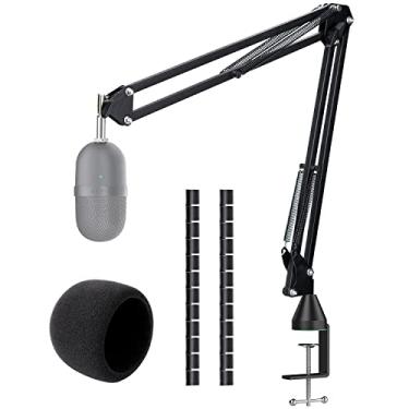 Imagem de WIBOND Para Razer Seiren Mini Boom Arm - Suporte De Microfone Com Tampa Redutora Ruídos Vento, Gerenciamento Cabos, Adaptador 3/8" 5/8" Compatível A Maioria Dos Microfones
