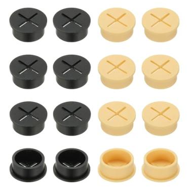 Imagem de PATIKIL Arame de borracha de 2,5 cm, 16 peças, ilhós, cabo, ilhós, capa organizadora de cabos, para escritório, casa, mesa, bancada, preto/amarelo