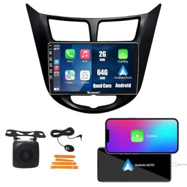 Imagem de Kunfine Car CarPlay Android Navegação Automática Estéreo GPS Rádio Display 22.9 cm IPS Touchscreen Tablet Pad Media Player para Hyundai Verna Accent Solaris 10-16, se aplicável Quad Core 2G + 64G