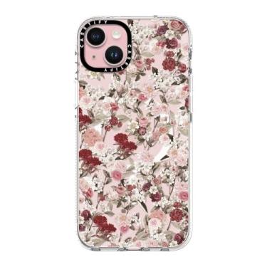 Imagem de CASETiFY Capa transparente para iPhone 15 Plus [não amarela/2 m. Proteção contra quedas de grau militar/compatível com Magsafe] - Vintage Flower Monday - Transparente