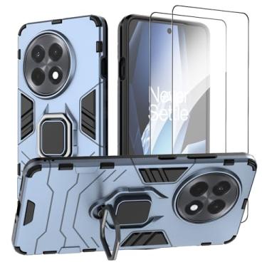 Imagem de Lokyoo Capa para Oneplus 13R e 2 protetores de vidro temperado, anel magnético de metal para 1+ 13R, azul