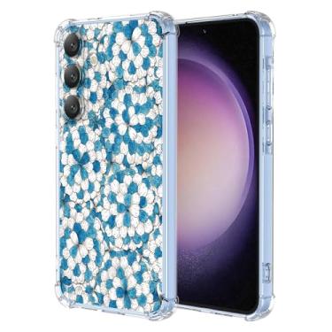 Imagem de JDYGWK Capa para Samsung S23 FE Galaxy S23 FE estampa de flores transparentes, silicone TPU macio, fina, à prova de choque, capa protetora antiarranhões para Samsung Galaxy S23 FE, azul branco floral