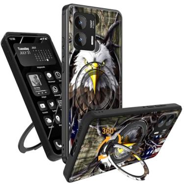 Imagem de Capa para Motorola Moto G-Stylus-5G-2024 com suporte magnético giratório de 360°, capa resistente à prova de choque melhora a proteção da câmera para Moto G Stylus 5G 2024, bandeira americana de águia