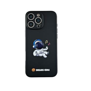 Imagem de Yonds Queen Capa fofa para iPhone 11 Pro, desenho animado astronauta espacial planeta foguete elegante capa protetora antiderrapante à prova de choque (iPhone 11 Pro, música para fone de ouvido)
