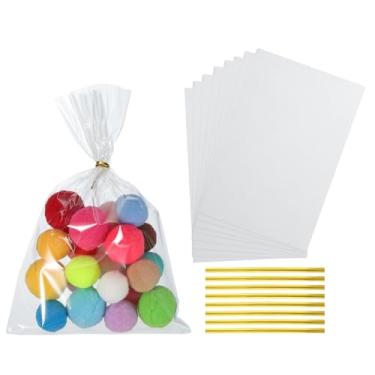 Imagem de PATIKIL Sacos de petiscos, 100 unidades, sacos de presente transparentes de 20 x 12 cm com laços torcidos presente de plástico para lembrancinhas de festa de doces, embalagem de doces, pastelaria