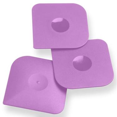 Imagem de Conjunto de ferramentas de raspador de panela de plástico para alimentos e cozinha, 3 peças de nylon plástico ferro fundido frigideira limpador raspador, raspador de cozinha sem arranhões (roxo)