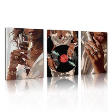 Imagem de Novatique Arte de parede de mulher negra decoração de parede de menina negra imagens de música estética abstrata decoração de parede pôsteres arte impressa para sala de estar quarto, 30,5 cm x 40,6 cm