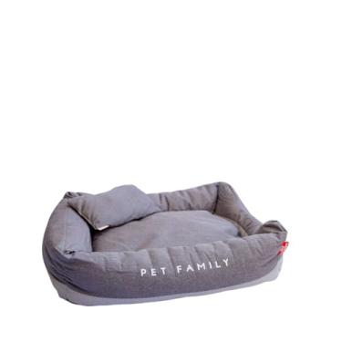 Imagem de Cama para Cachorros Gatos Pet Tamanho P até 10 kg Cinza 60 x 50 Lavavel C/Ziper Enchimento Removível Material Resistente Confortável