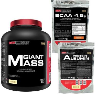 Imagem de Kit Giant Mass 3 Kg+ Albumina Protein 500G+Bcaa 4.5 1Kg - Bodybuilders