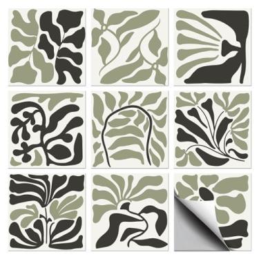 Imagem de CHGCRAFT 36 peças 9 estilos estilo Matisse adesivo de azulejo geométrico abstrato plantas padrão parede azulejos adesivos à prova d'água adesivos adesivos adesivos para cozinha banheiro arte de parede