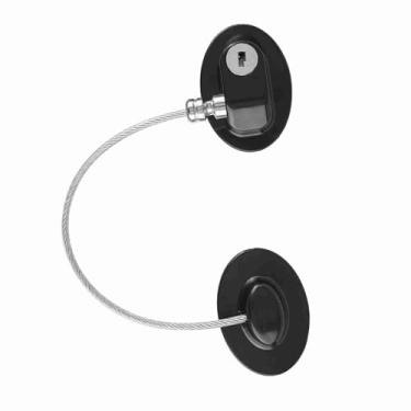 Imagem de Karlak Trava do Cabo de Segurança Infantil, Trava de Segurança da Geladeira Com Cabo de Aço Inoxidável de 20 Cm, Instalação Fácil para Janela e Porta (Preto)