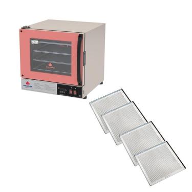 Imagem de Kit Progás Forno Turbo Elétrico Prp-004 Plus 110V Rosa + 4 Assadeiras