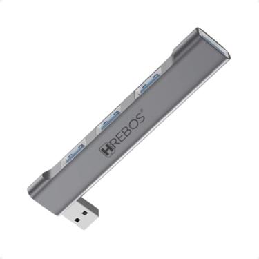 Imagem de Hub USB 4 em 1, 3 Portas USB 2.0 + 1 Porta USB 3.0, Adaptador Premium em Alumínio, Cinza