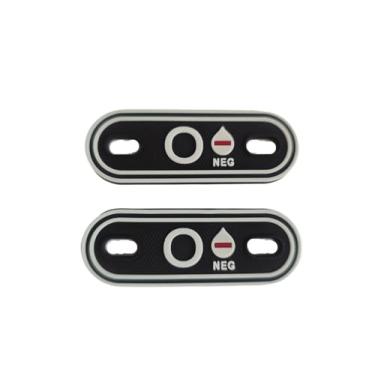 Imagem de Ruoming 2 pingentes de identificação de tipo sanguíneo de PVC, 7,3 x 2,5 cm, material de PVC, design 3D para cadarços e bolsas táticas, várias cores (branco O)