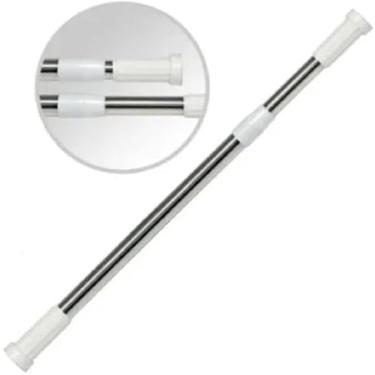 Imagem de Varão de Cortina Extensor Alumínio Branco Ajustável Sem Furo 70cm A 1,20m Fixação Fácil Box Banheiro E Lavanderia