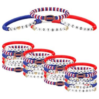 Imagem de Landical 24 pulseiras de futebol americano da amizade do time, lembrancinhas de festa de futebol para mulheres e homens, pulseira esportiva empilhável elástica para fãs de equipe suprimentos de festa