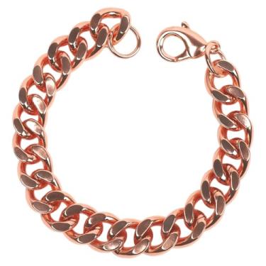 Imagem de Pulseiras de cobre para homens, pulseira de elos longos de 22 cm, corrente larga de cobre banhado puro, cor sólida para homens, presente de dia dos namorados, mulheres, joias de saúde, design mais