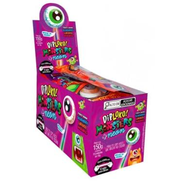 Imagem de Pirulito Diploko Neon Monsters Olho Danilla CX c/15