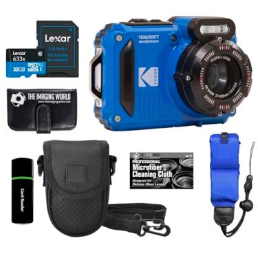 Imagem de The Imaging World Câmera Digital Kodak Pixpro Wpz2, Resistente À Prova D'Água, De Choque E Poeira, Wi-Fi, 16 Mp, Zoom Óptico 4X, Vídeo Full Hd 1080P, Vlog, Lcd 2,7" (Azul) + Estojo Para Cartão 32 Gb