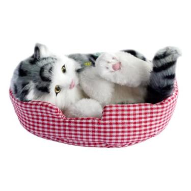 Imagem de Bothyi CAT COMPRIMION CAT em RESIMENTO MINI GATO de TODO de PET PET PAC Decoração de mesa de presente fofa Faça sons Doll Sleeping Cats Toy, Gato Cinza
