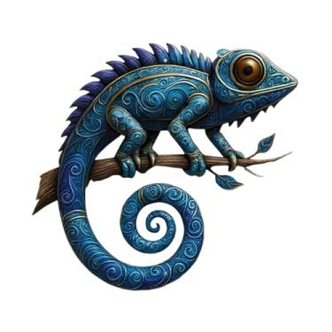 Imagem de XLWLLNJ Arte de parede de metal para jardim, decoração de parede de lagarto, ornamento decorativo de ferro para cerca, sala de estar