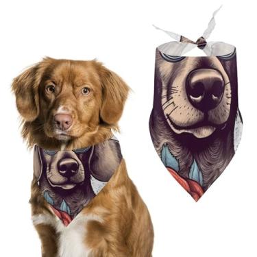 Imagem de Cachecol triângulo de poliéster estampado para cães usando óculos - Tamanho único (70 x 30 cm)