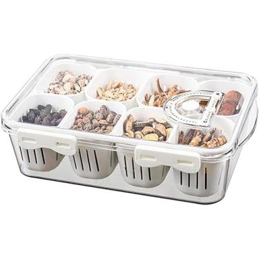 Imagem de Cotaiers De Armazenamento De Alimentos,frigorífico Orgaizer Bis,cotaiers De Armazenamento De Alimentos Com Tampas Herméticas,bandeja Vegetariana Dividida Removível,caixa De Arma, 6 Grids