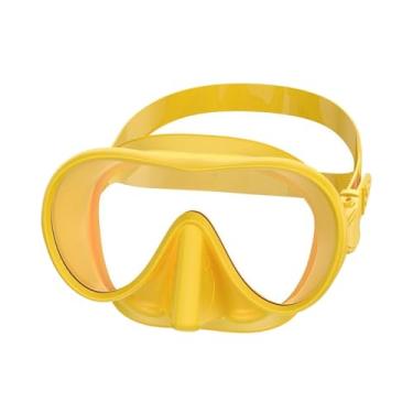Imagem de Dynwave Máscara de mergulho com snorkel e proteção nasal, ampla visão, macia, profissional, óculos antiembaçantes para viagens, esportes aquáticos, praia e, Laranja