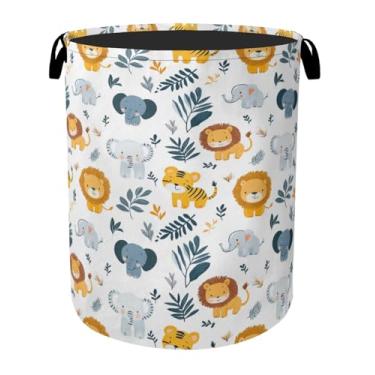 Imagem de Cesto de roupa suja dobrável de lona com alças para animais da floresta, organizador de brinquedos, resistente para casa, quarto, dormitório, banheiro